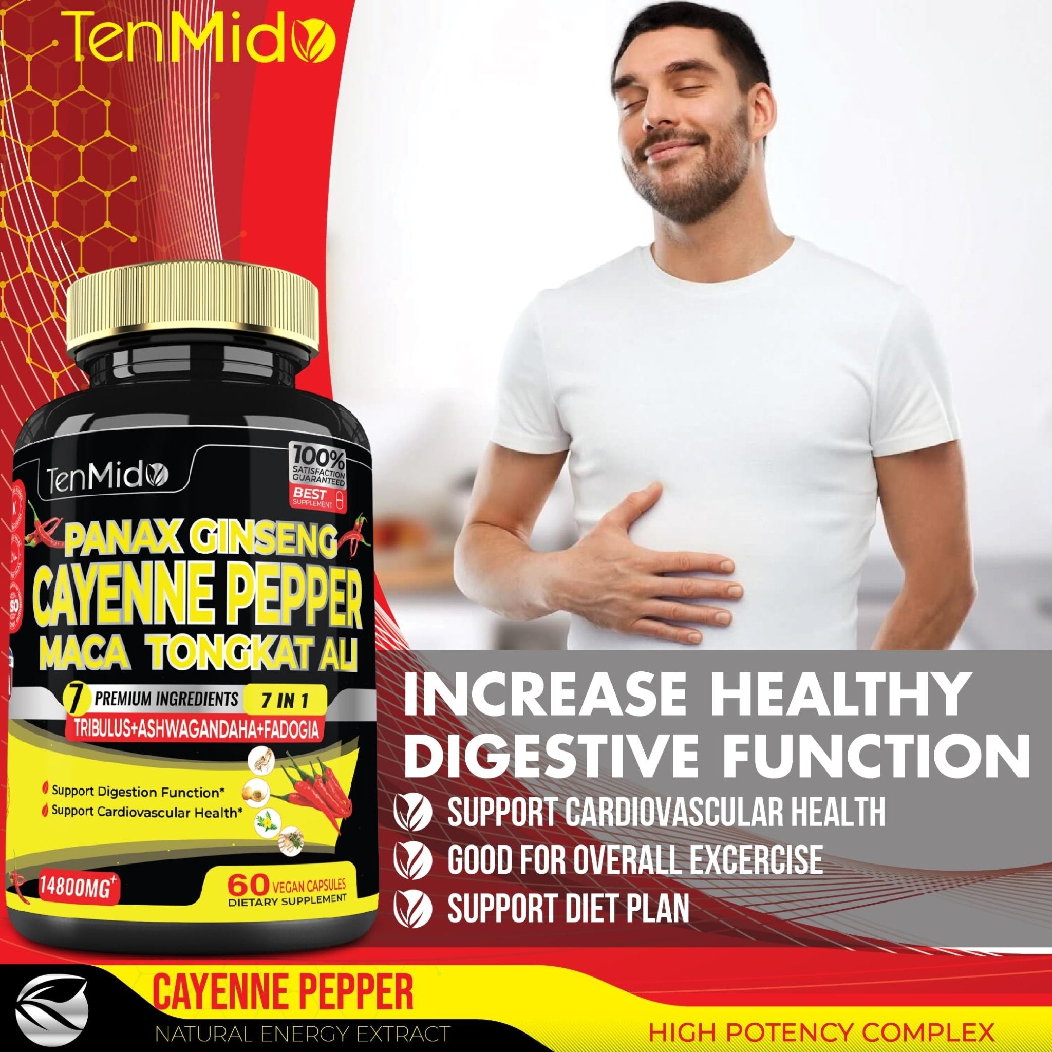 2 Packs 60 Caps 14800mg - Cayenne Pepper Supplements Extract Capsules - Tongkat Ali - TrustMedUSA