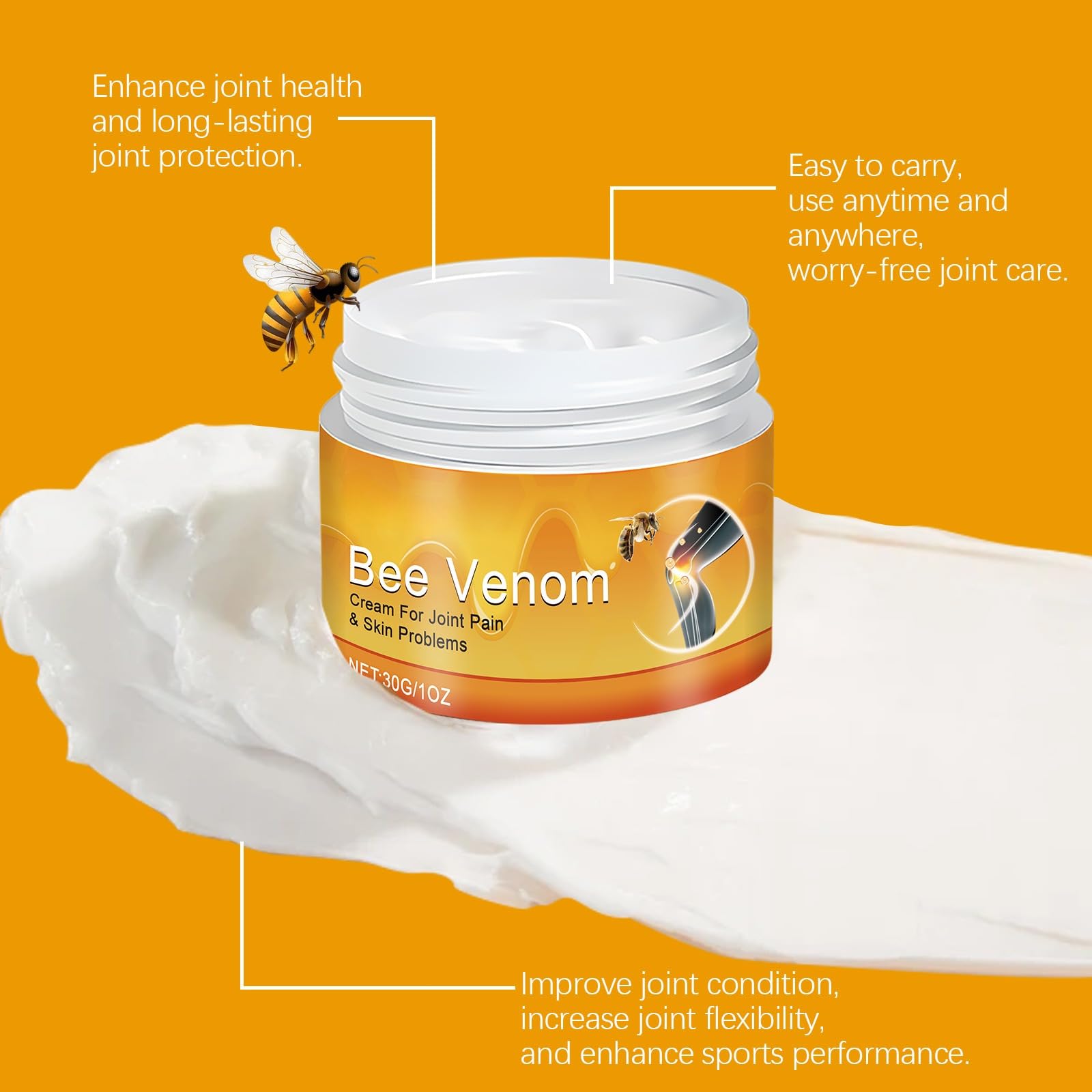 2 PCS Bee Venom Joint and Bone Cream, Bees Venoms Cream Relief Gel for Back, Knee, Hands, Neck, Feet - TrustMedUSA