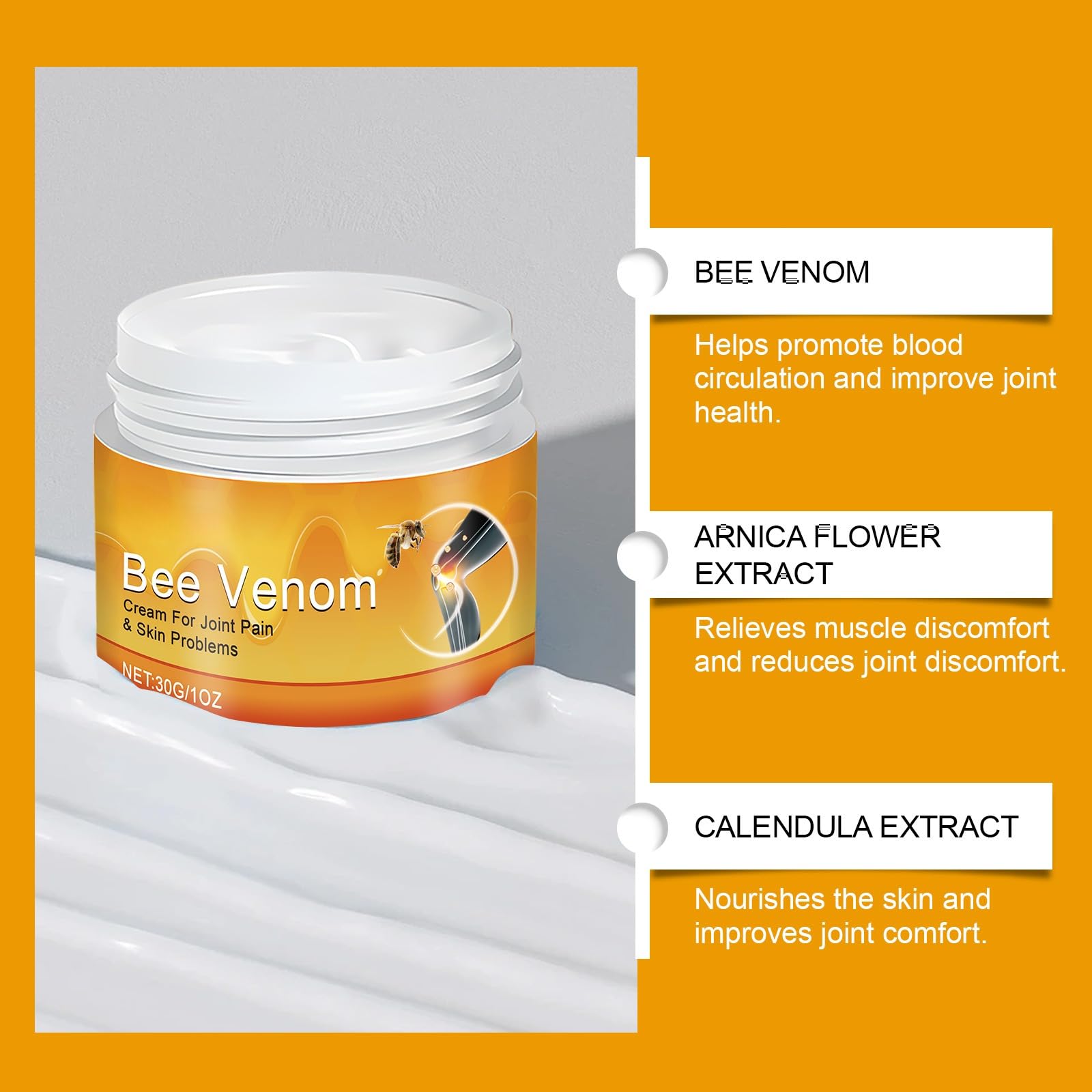 2 PCS Bee Venom Joint and Bone Cream, Bees Venoms Cream Relief Gel for Back, Knee, Hands, Neck, Feet - TrustMedUSA