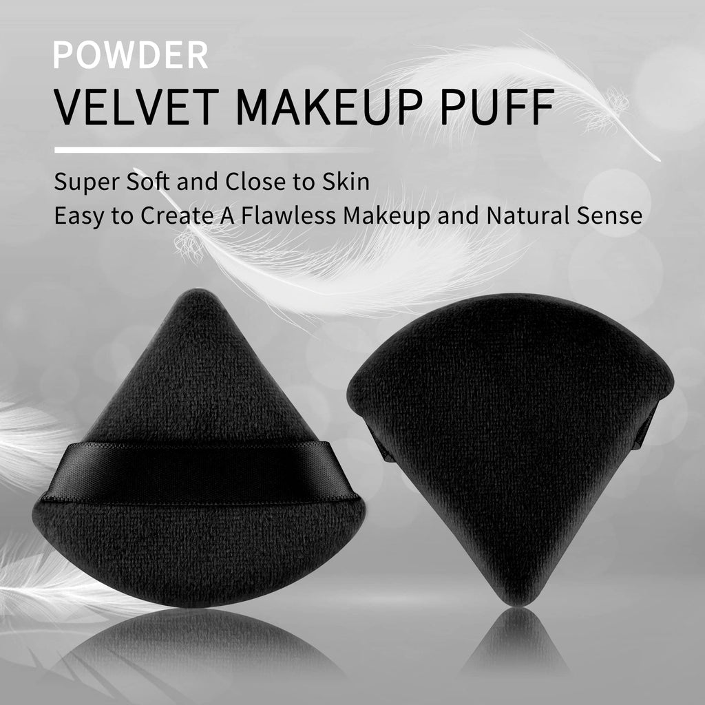2 Pcs EVAOUXIU Triangle Powder Puff for Face Powder, Soft Plush Setting Makeup Puff, Velour Cosmetic Foundation Blender Sponge Beauty Makeup Tools (Black) - TrustMedUSA