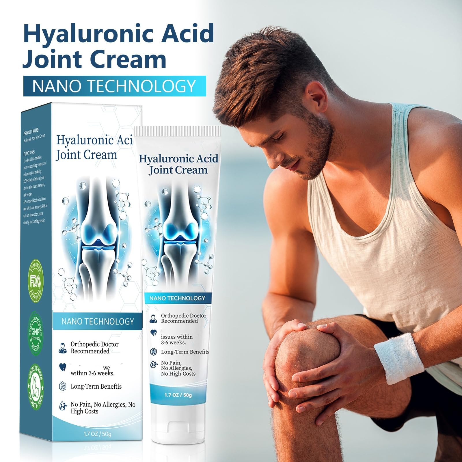 2 PCS Hyaluronic Acid Joint R-epair Gel, Soothing Massage Gel, Quickly Relieve Joint discomfort for Back, Neck, Kne, Soothing Relief for Dry, Cracked Skin Joint Activities Throughout The Body - TrustMedUSA