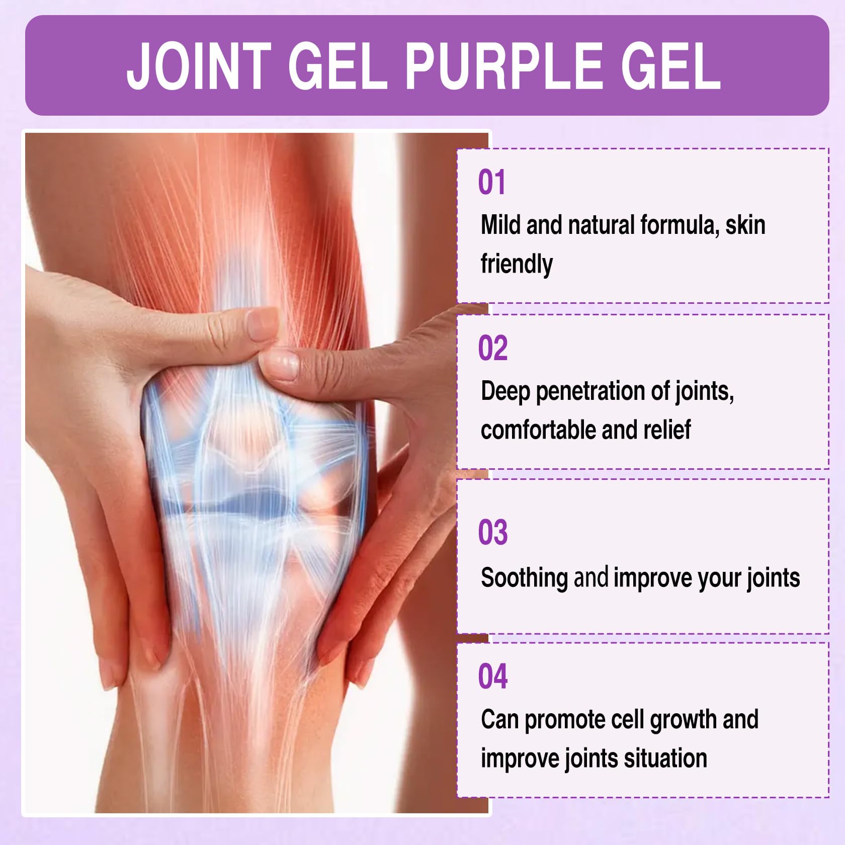 2 PCS Joint Gel Purple Gel，Soothing Pain Relief Massage Cream，Full-Body Joint Effective Soothes for Knees, Lumbar, Hands, Neck and Shoulders - TrustMedUSA