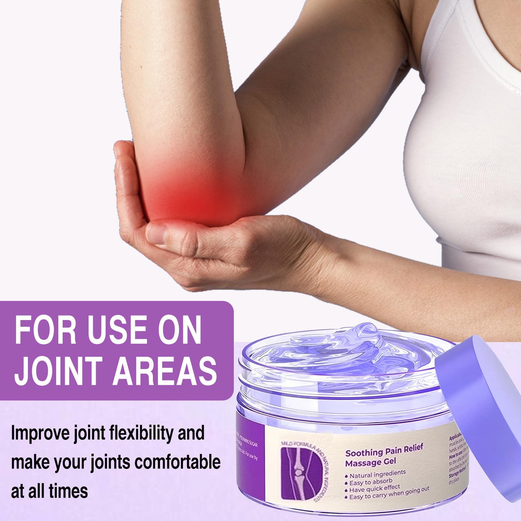2 PCS Joint Gel Purple Gel，Soothing Pain Relief Massage Cream，Full-Body Joint Effective Soothes for Knees, Lumbar, Hands, Neck and Shoulders - TrustMedUSA