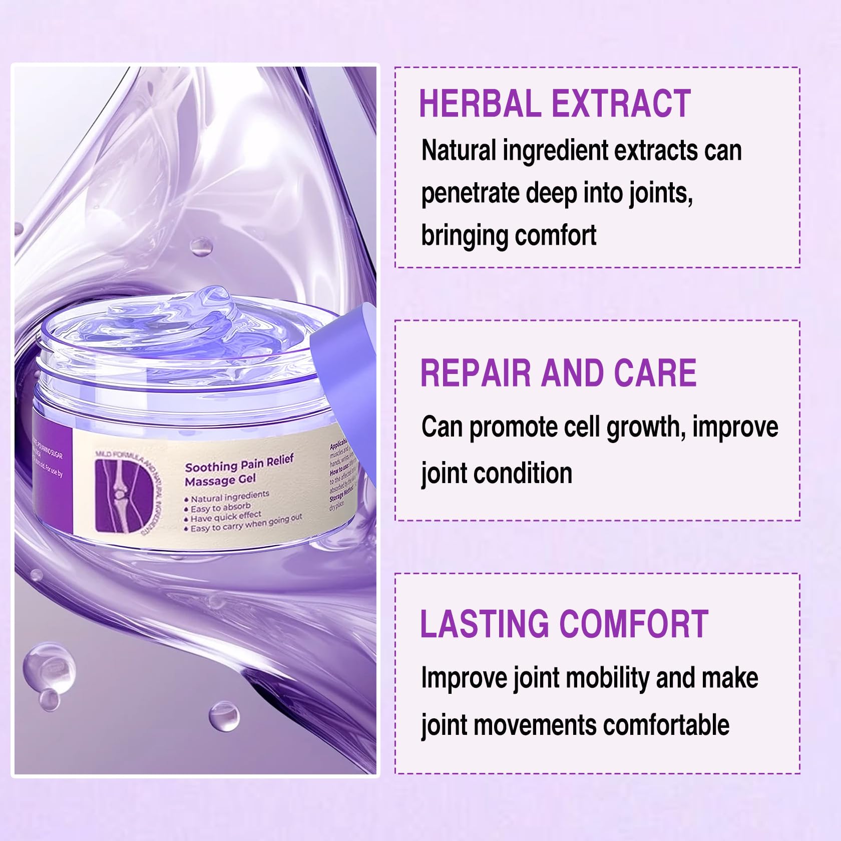 2 PCS Joint Gel Purple Gel，Soothing Pain Relief Massage Cream，Full-Body Joint Effective Soothes for Knees, Lumbar, Hands, Neck and Shoulders - TrustMedUSA