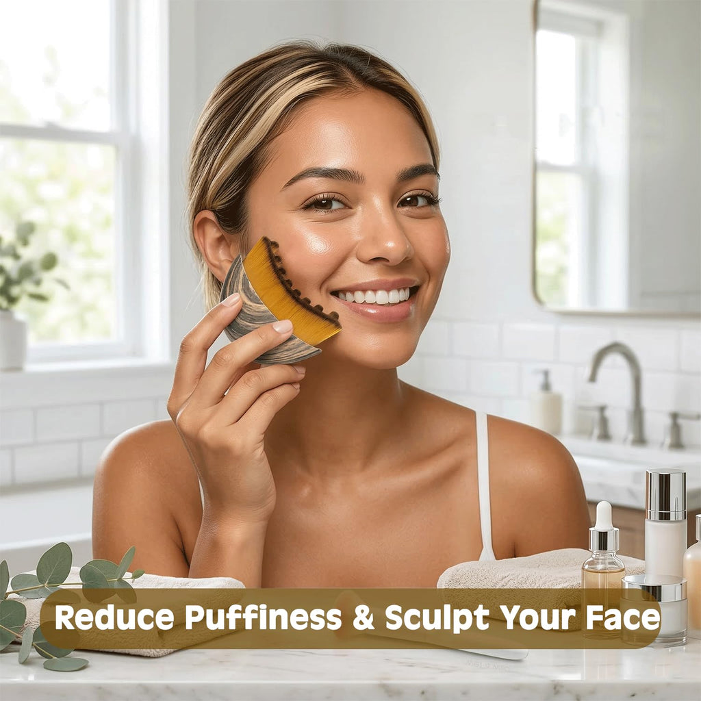 2 pcs Lymphatic Contour Face Brush with Cosmetic Mask Brush, Lymphatic Drainage Massager for Sculpting & Puffiness Reduction, Soft Bristle Face Contour Lymphatic for Skin Precisely and Relieve Fatigue - Maple Wellness Supplements