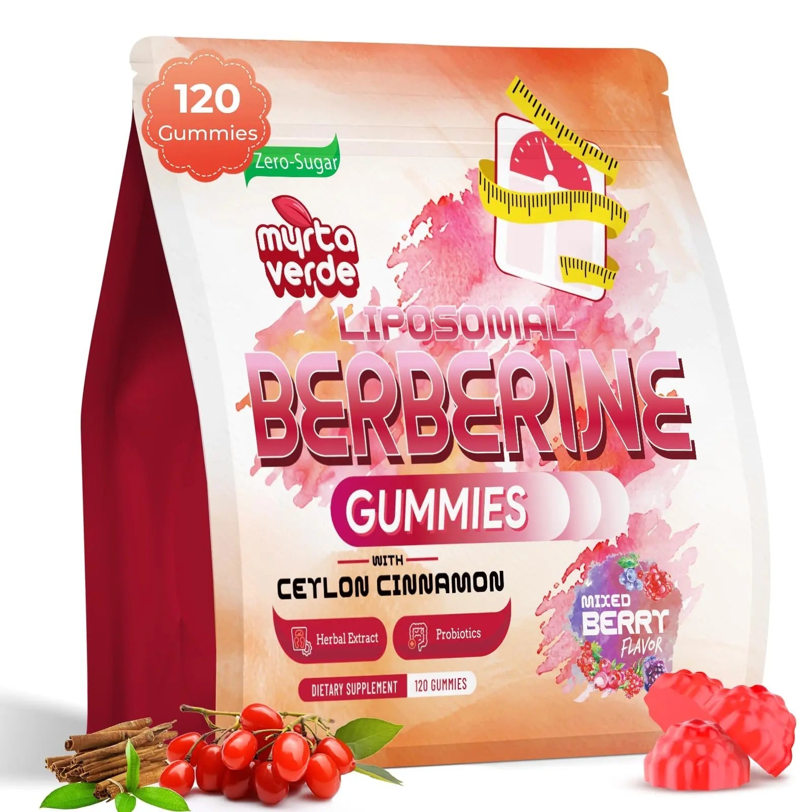 2000mg Liposomal Berberine Supplement Gummies | High Potency Berberine HCI Activates AMPK with Ceylon Cinnamon | Advanced Absorption | Zero Sugar Mixed-Berry | 120 Count - TrustMedUSA