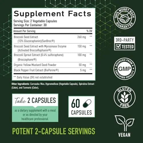 20MG Sulforaphane | From Broccoli Sprouts & Seed Extract | 565MG Microbeadlet - TrustMedUSA