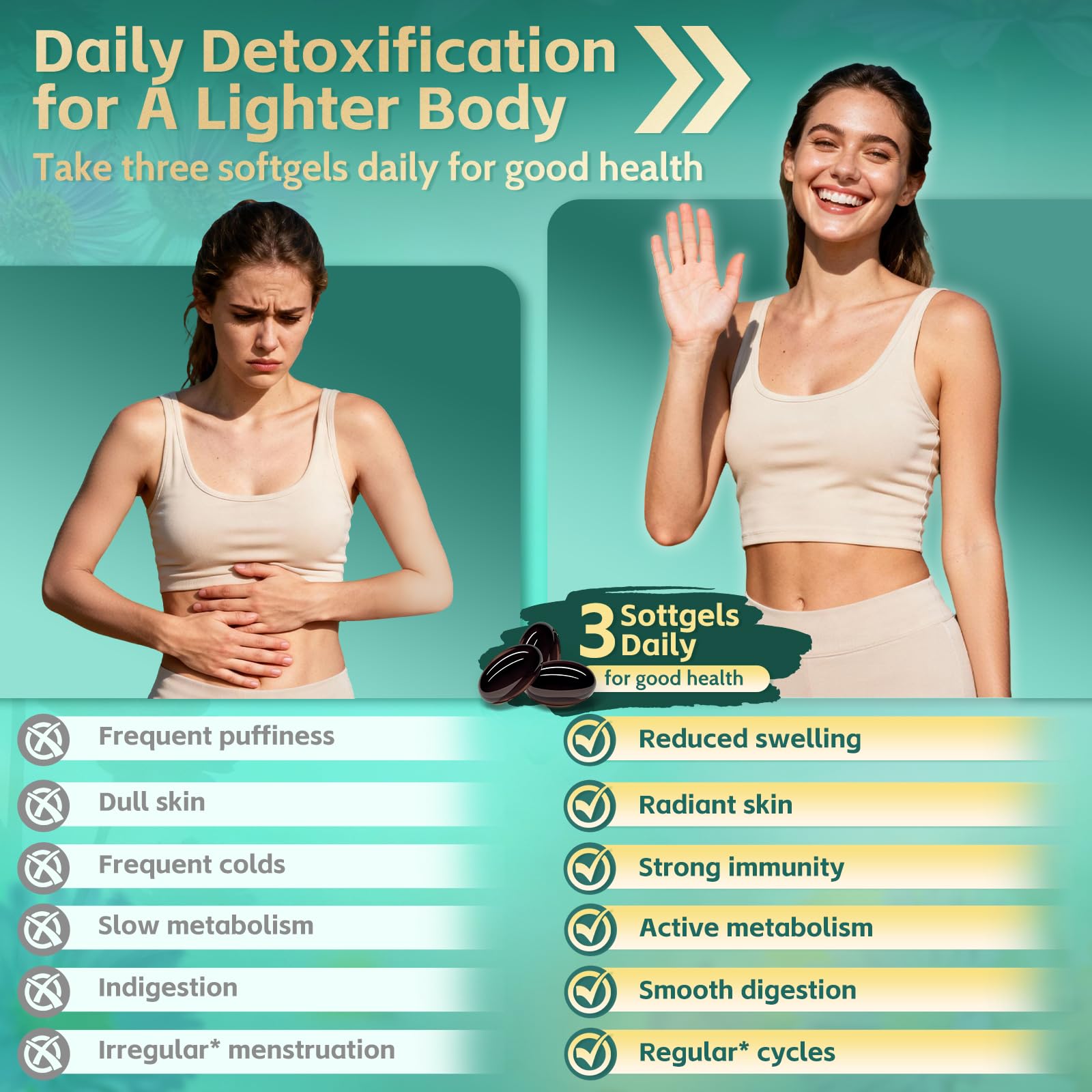 21-in-1 Liposomal Lymphatic Drainage Supplements, 100 Day Supply, 6000mg Lymph System Support for Women & Men with Echinacea, Dandelion, Burdock, Bromelain, Calendula, Turmeric & More, 300 Softgels - Maple Wellness Supplements