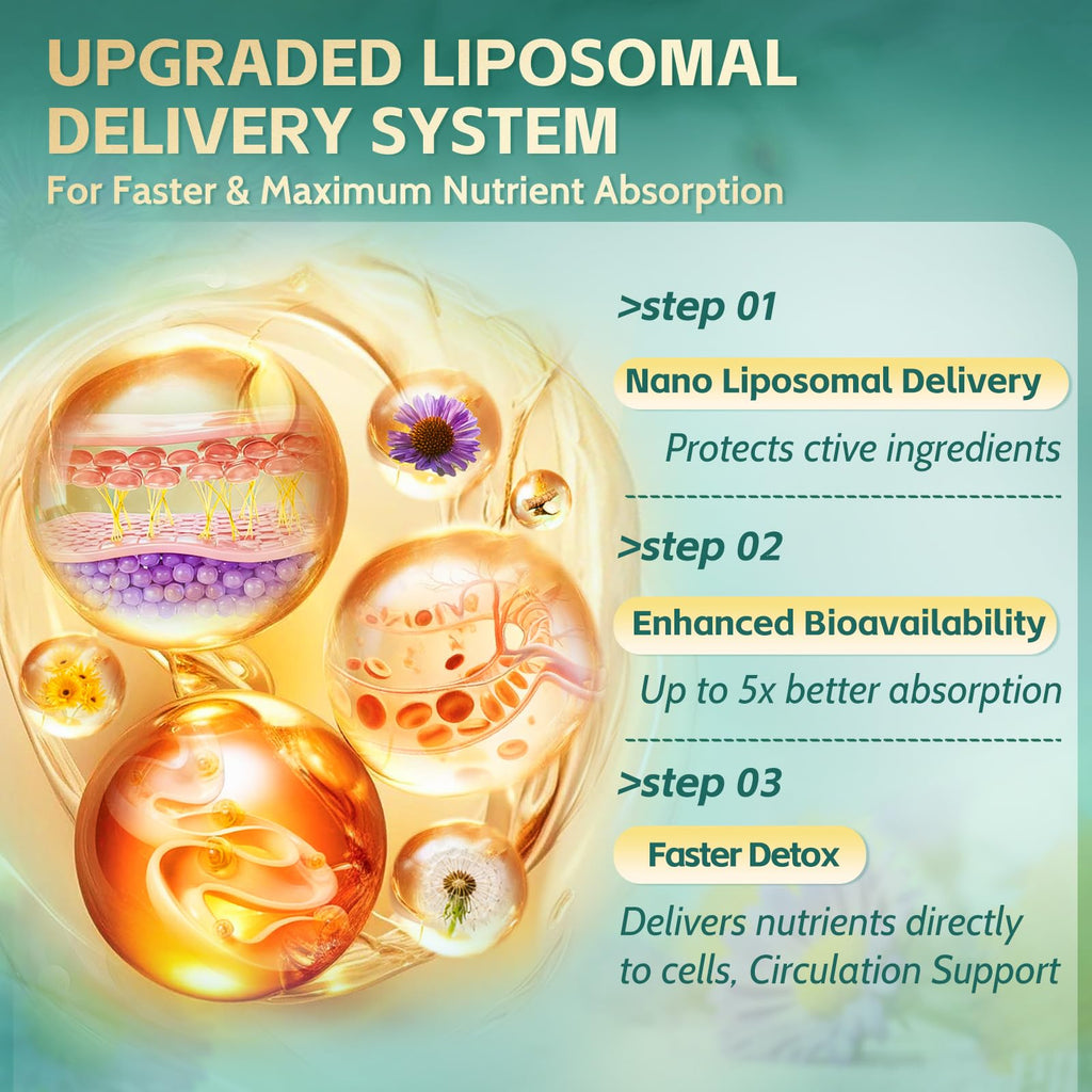 21-in-1 Liposomal Lymphatic Drainage Supplements, 100 Day Supply, 6000mg Lymph System Support for Women & Men with Echinacea, Dandelion, Burdock, Bromelain, Calendula, Turmeric & More, 300 Softgels - Maple Wellness Supplements