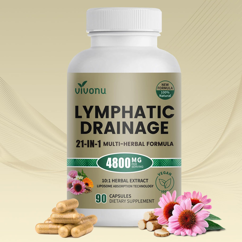 21-in-1 Liposome Lymphatic Drainage Supplements, 45 Day Supply, 4800mg Immune & Lymph System Support, 10:1 Concentrated Technology, Echinacea, Dandelion, Burdock, Bromelain, Calendula, 90 Capsules - Maple Wellness Supplements