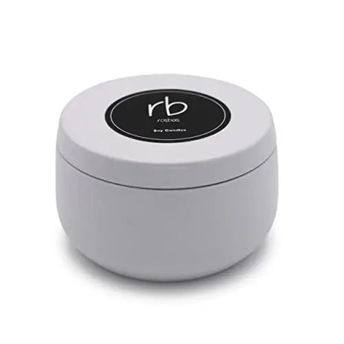 Rosbas Candle, Fraser Fir Scented, Natural Soy Wax, White Metallic Tin, 6 oz, Cotton Wick, Long Burn Time rosbas Au supplements
