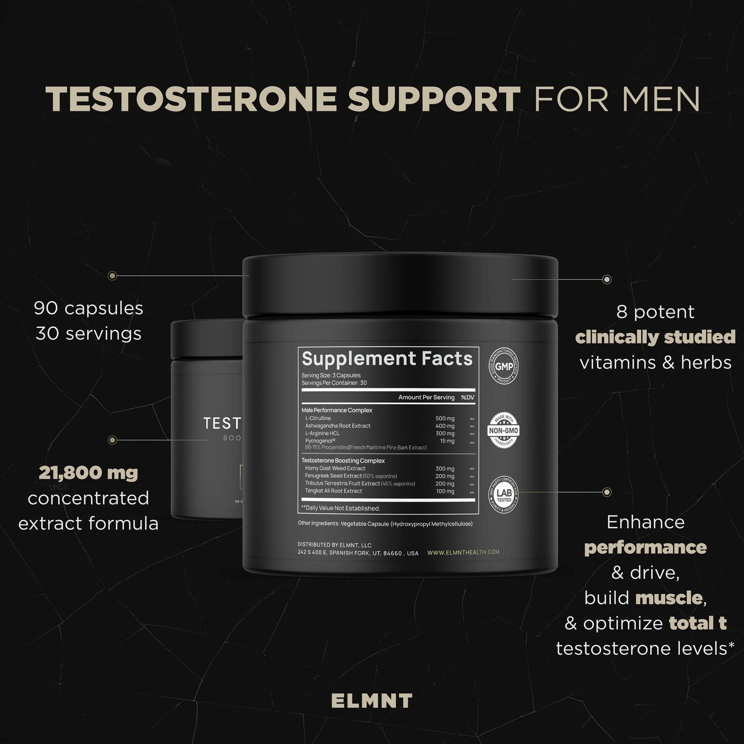 21,800mg Testosterone Booster for Men 8X Strength w. Ashwagandha, Tongkat Ali, Pycnogenol, Tribulus - Total T Male Enhancing Test Booster + Muscle Builder Workout Testosterone Supplement for Men - TrustMedUSA