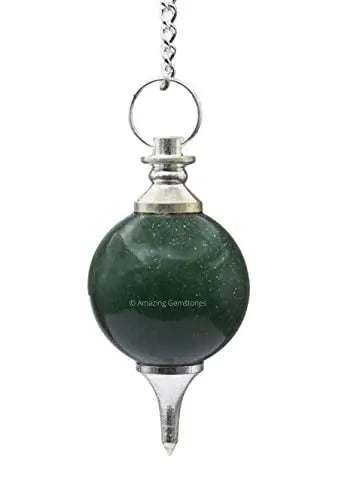 Green Aventurine Crystal Ball Pendulum for Divination - Dowsing Pendulum Necklace with Chain Amazing Gemstone Au supplements