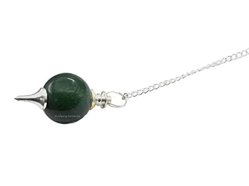Green Aventurine Crystal Ball Pendulum for Divination - Dowsing Pendulum Necklace with Chain Amazing Gemstone Au supplements