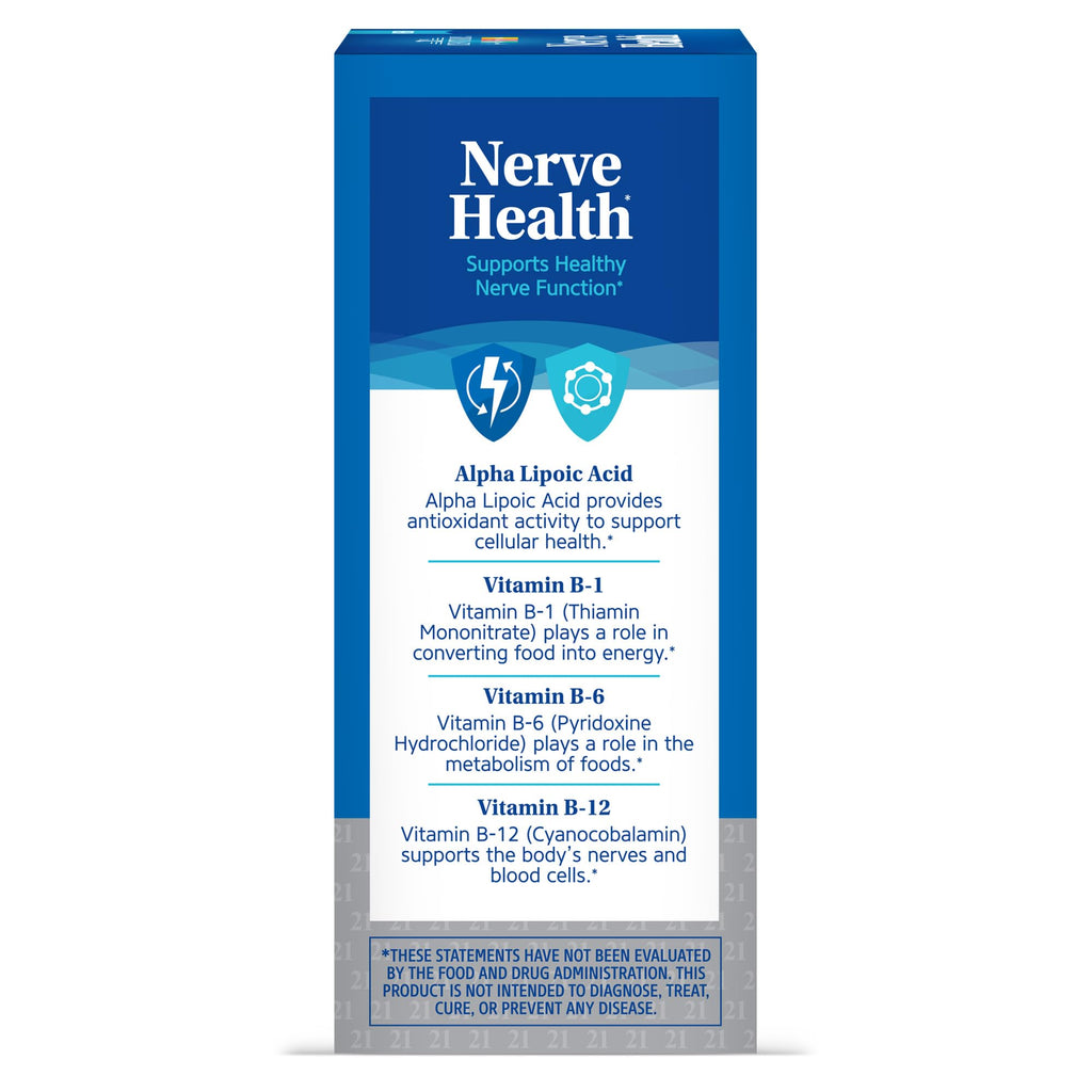21st Century Nerve Health Tablets (30 Count), Alpha Lipoic Acid 300mg, B1, B6, & B12 Vitamins for Nerve Function Support, Antioxidant ALA Supplement, Gluten Free. Non-GMO, & Vegan - TrustMedUSA