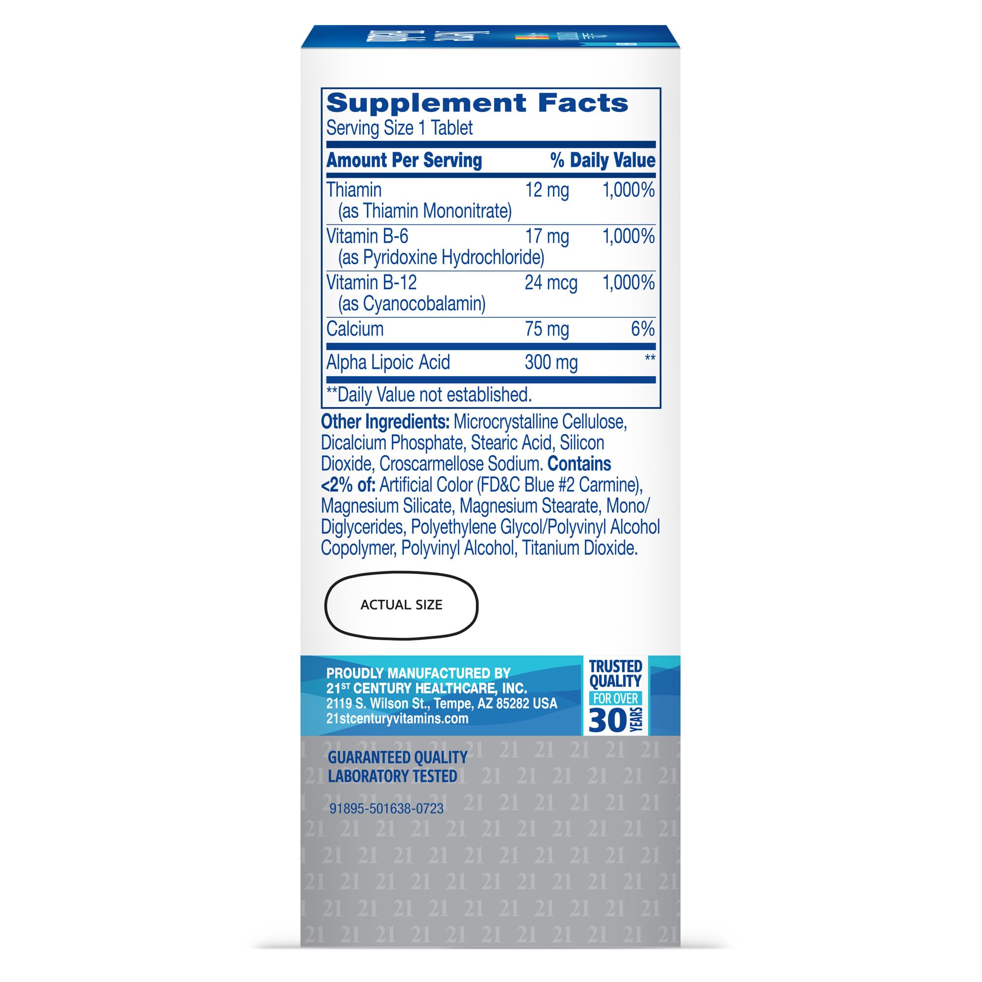 21st Century Nerve Health Tablets (30 Count), Alpha Lipoic Acid 300mg, B1, B6, & B12 Vitamins for Nerve Function Support, Antioxidant ALA Supplement, Gluten Free. Non-GMO, & Vegan - TrustMedUSA