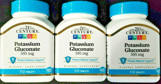 21st Century Potassium Gluconate 595mg Tablets 110ct - 3 Pack - TrustMedUSA