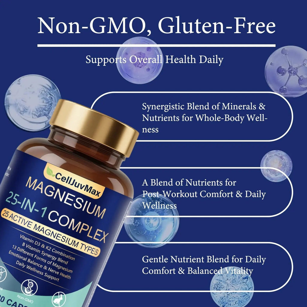 25-in-1 Magnesium Complex | Multi-Form Absorbable Blend for Daily Nutritional Support, 120 Vegan Caps (1) - TrustMedUSA