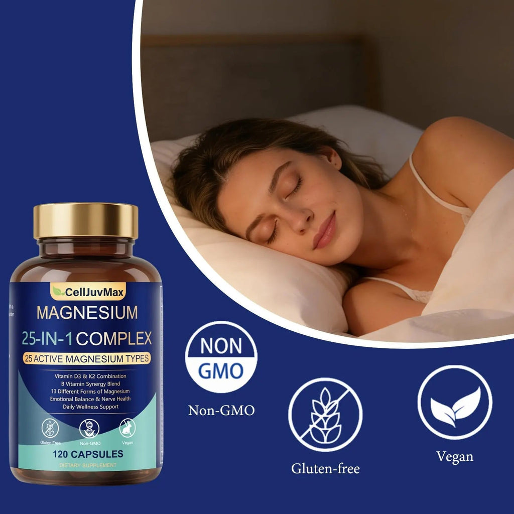 25-in-1 Magnesium Complex | Multi-Form Absorbable Blend for Daily Nutritional Support, 120 Vegan Caps (1) - TrustMedUSA