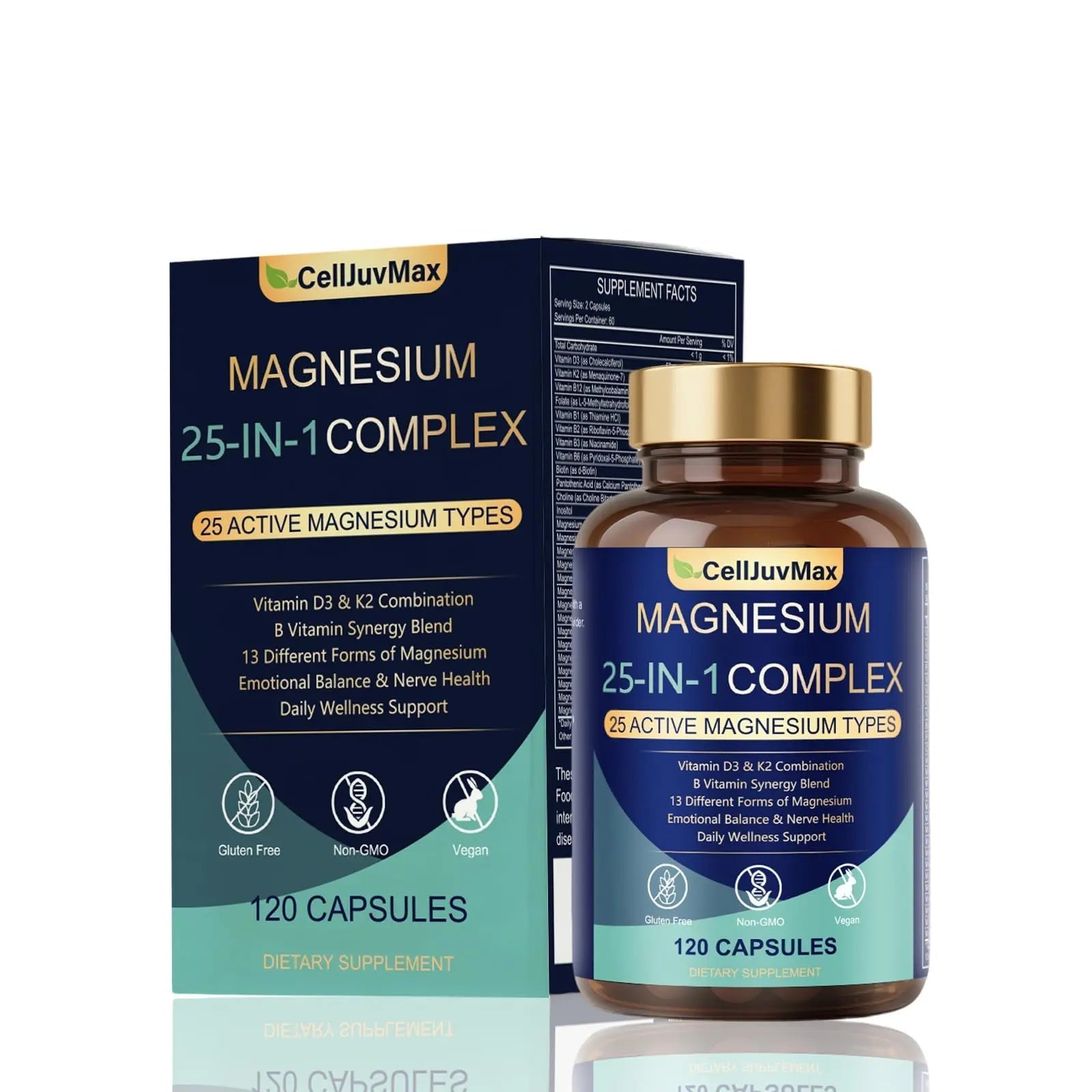 25-in-1 Magnesium Complex | Multi-Form Absorbable Blend for Daily Nutritional Support, 120 Vegan Caps (1) - TrustMedUSA