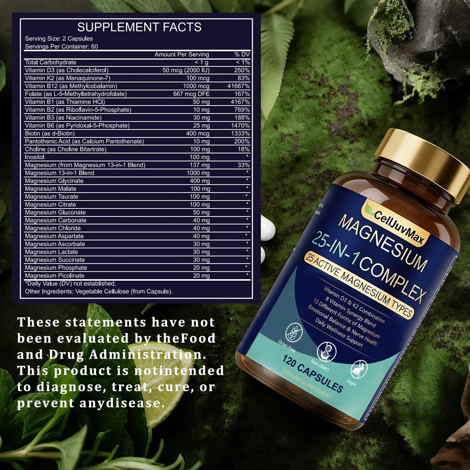 25-in-1 Magnesium Complex | Multi-Form Absorbable Blend for Daily Nutritional Support, 120 Vegan Caps (1) - TrustMedUSA