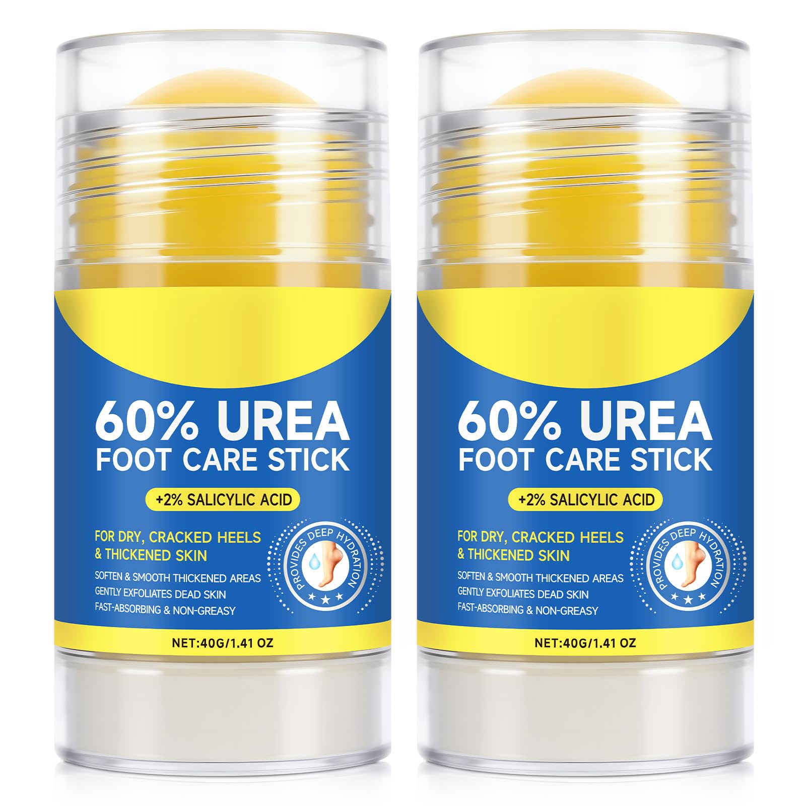 2Pack 60% Urea with 2% Salicylic Acid Urea Foot Care Stick, Foot Cream Moisturizer for Dry Cracked Feet, Knees, Elbows, Hands,Moisturizes and Hydrates the Dry Skin,Callus Remover & Skin Softener - Maple Wellness Supplements