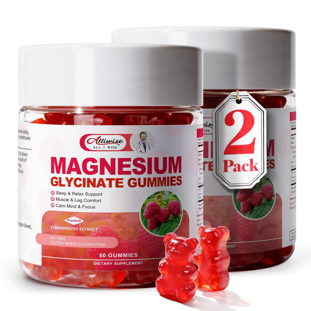 2pack Magnesium Glycinate Gummies 600mg for Sleep & Calm, Sugar Free Magnesium Gummies for Adults with Vitamin D3, Tart Cherry & Chamomile,Clump-Resistant Formula, Third-Party Tested, 120 Count - TrustMedUSA