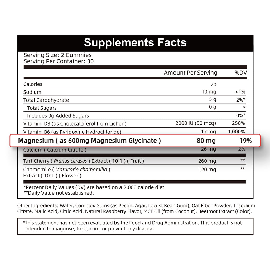 2pack Magnesium Glycinate Gummies 600mg for Sleep & Calm, Sugar Free Magnesium Gummies for Adults with Vitamin D3, Tart Cherry & Chamomile,Clump-Resistant Formula, Third-Party Tested, 120 Count - TrustMedUSA