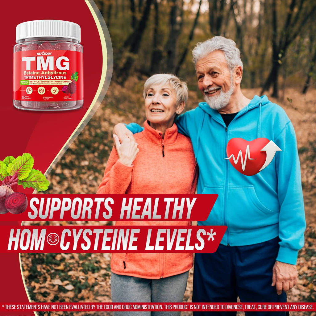 2Pack TMG Gummies 1000mg Betaine Anhydrous + Methylated Multivitamin & B Complex Methylated(Methylfolate B12 B6), Magnesium, Taurine - Essential Trimethylglycine for Homocysteine Levels, Brain, Energy - TrustMedUSA