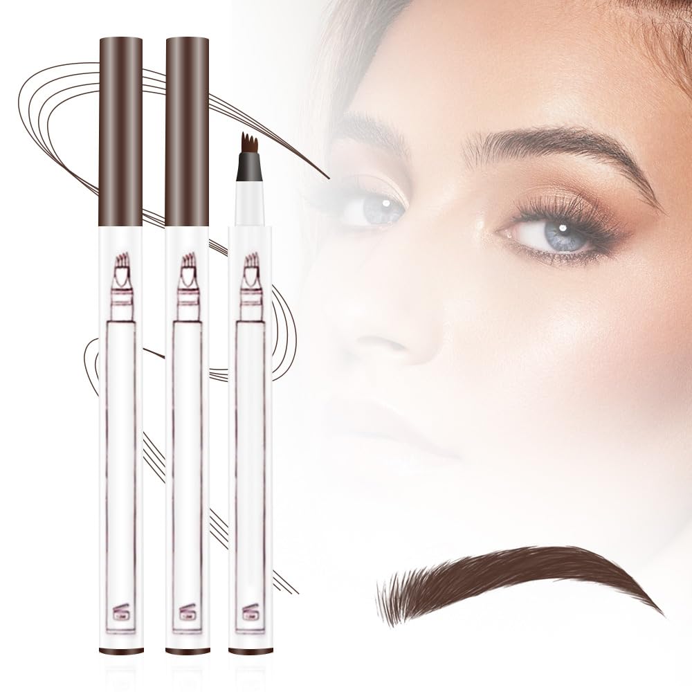 2PCS New Waterproof Brow Pencil with Micro-Fork Tip, 3D Magic Eyebrow Pencil 4-Head Split Waterproof Long-lasting,Fine Stroke Eyebrow Pen Makeup Eyebrow Pencils Stay on All Day (Brown) - TrustMedUSA