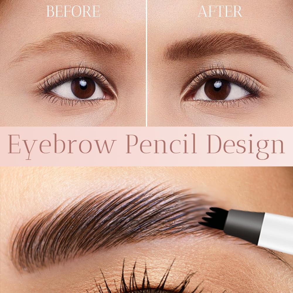 2PCS New Waterproof Brow Pencil with Micro-Fork Tip, 3D Magic Eyebrow Pencil 4-Head Split Waterproof Long-lasting,Fine Stroke Eyebrow Pen Makeup Eyebrow Pencils Stay on All Day (Brown) - TrustMedUSA
