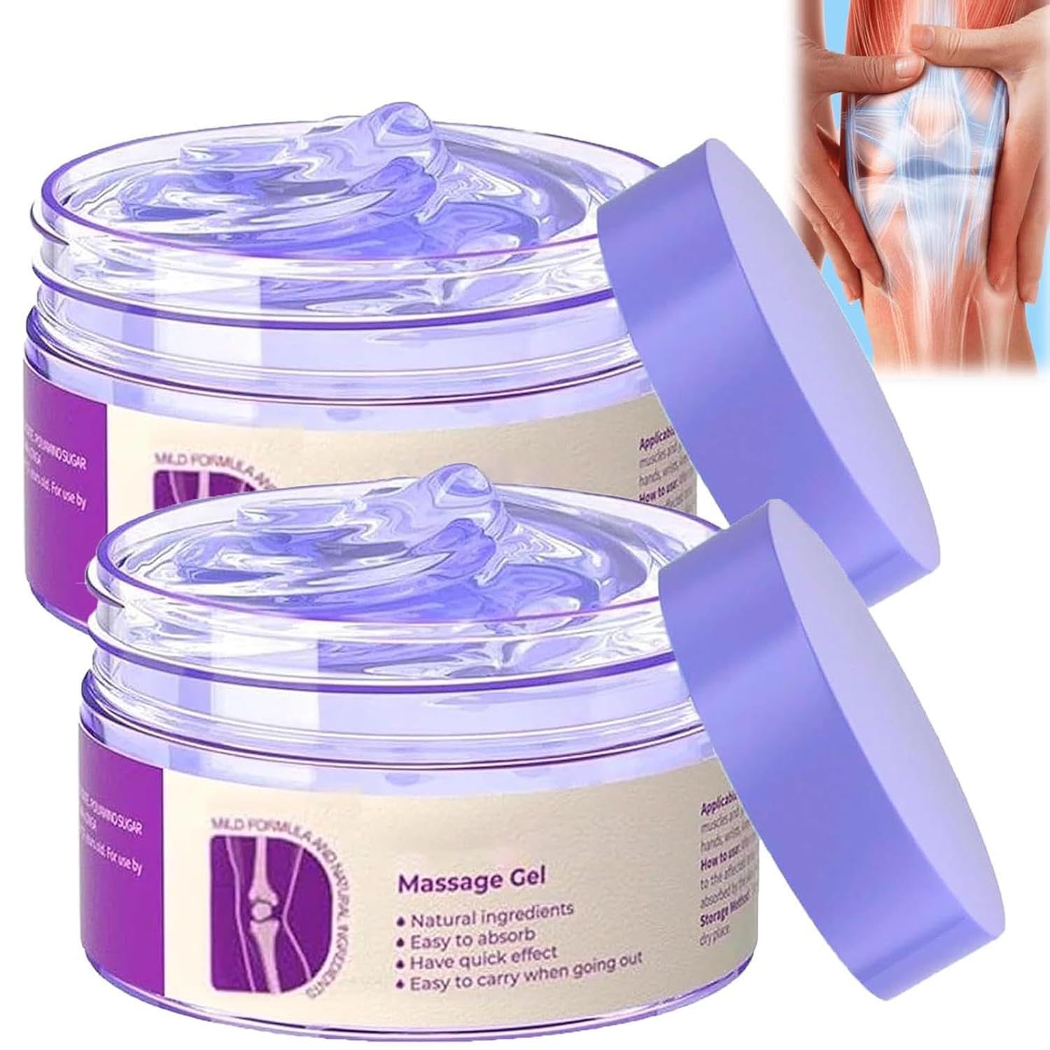 2PCS Soothing Relief Massage Gel, Joint Gel Purple Gel Cooling Activities Throughout The Body, Soothing Knees, Lumbar, Neck, Back, Shoulders, Hands, and Feet - TrustMedUSA