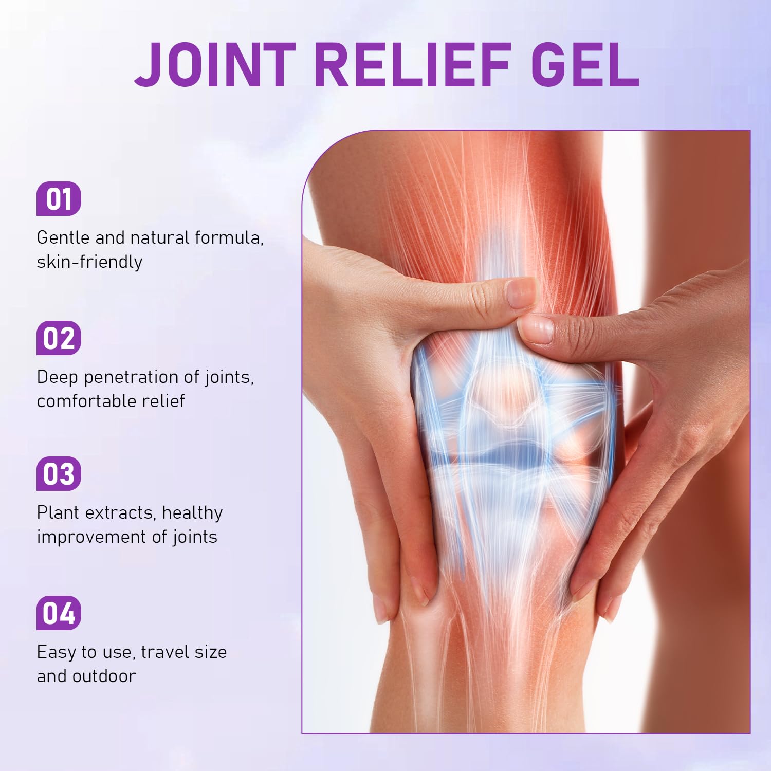 2PCS Soothing Relief Massage Gel, Joint Gel Purple Gel Cooling Activities Throughout The Body, Soothing Knees, Lumbar, Neck, Back, Shoulders, Hands, and Feet - TrustMedUSA
