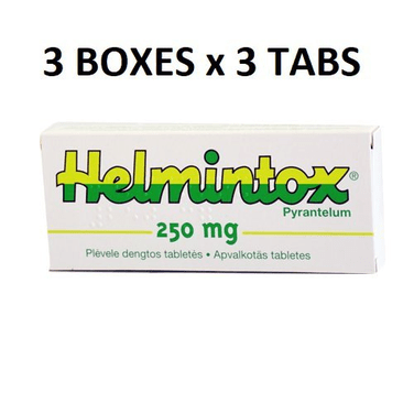 3 Box - Helmintox Pyrantelum 250mg Anti Parasites Worms 3x3 tablets - TrustMedUSA