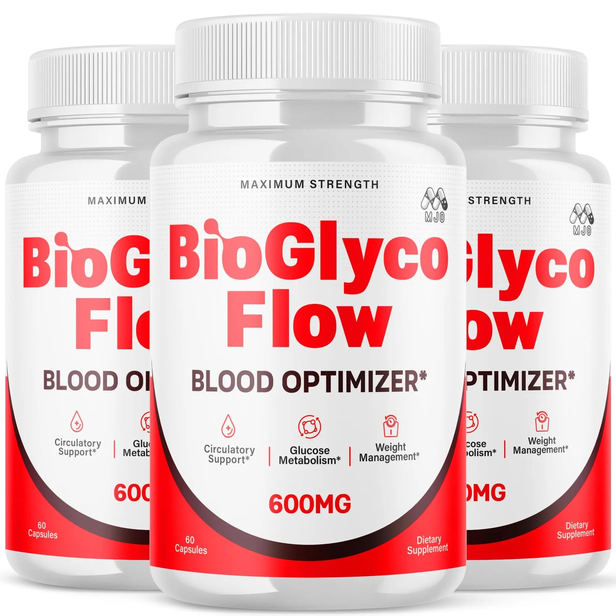 (3 Pack) BioGlyco Flow Blood Optimizer Capsules, Official BioGlyco Flow Pills with All Natural Ingredients, Advanced Health and Wellness Supplement with Maximum Strength Multivitamins (180 Capsules) - TrustMedUSA