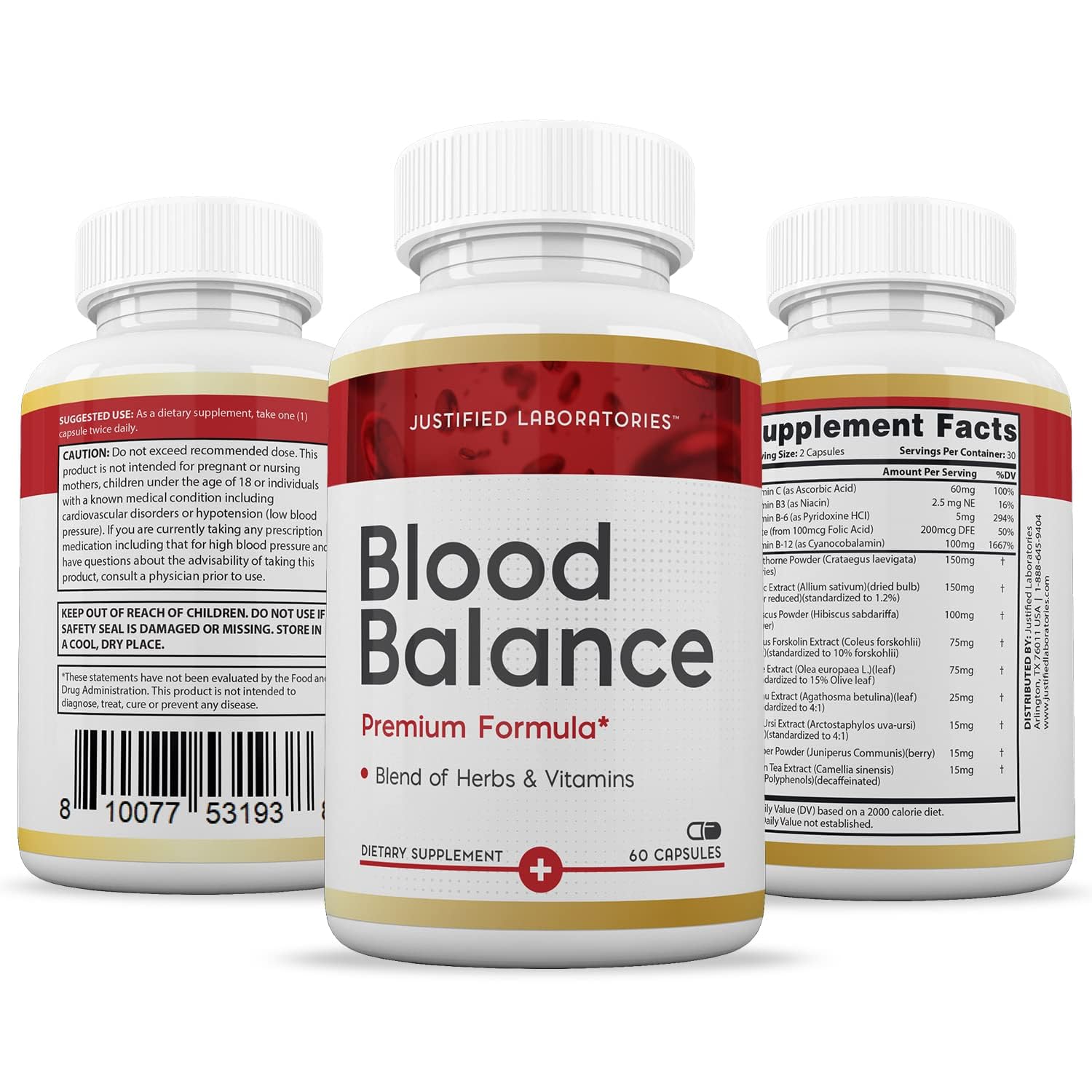 (3 Pack) Blood Balance Advanced Formula 688MG Supplement Pills 180 Capsules - TrustMedUSA