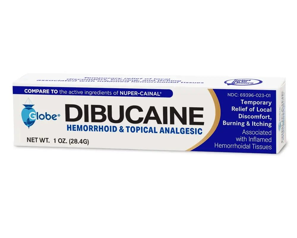 (3 Pack) Globe Dibucaine 1% Hemorrhoid Treatment Ointment - 1 Oz Rapid Numbing Relief, Hemorrhoid Treatment from Itch and Burn - TrustMedUSA