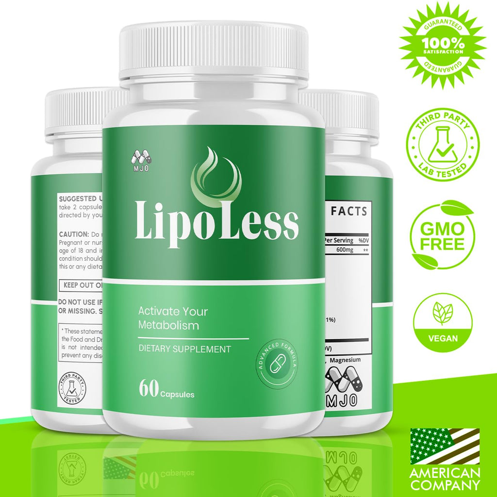 (3 Pack) LipoLess Capsules, Official Lipo Less Supplement Pills with All Natural Ingredients, Advanced Formula for Optimal Health Support with Premium Vitamins for Active Women & Men (180 Capsules) - TrustMedUSA