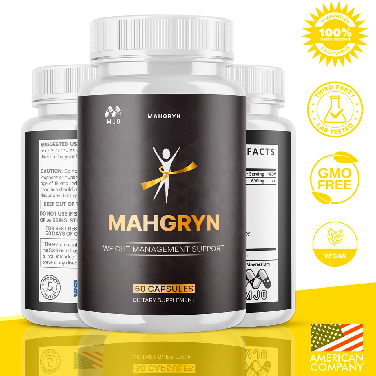(3 Pack) Mahgryn Capsules, Official Mahgryn Pills with All Natural Ingredients, Advanced Overall Health and Wellness Vitamin Supplement Formula for Maximum Strength Multivitamin Support (180 Capsules) - TrustMedUSA