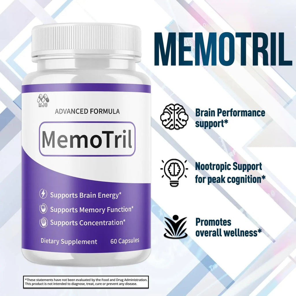 (3 Pack) Memotril Capsules, Official Memo Tril Supplement Pills with All Natural Ingredients, Advanced Memotril for Brain Health & Wellness Support with Premium Vitamins for Women & Men (180 Capsules) - TrustMedUSA