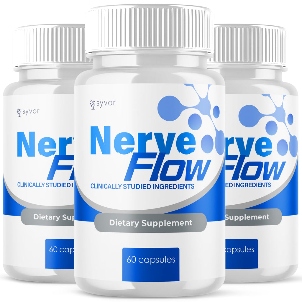 (3 Pack) Nerve Flow Capsules, Official Nerve Flow Pills Made with All Natural Ingredients, Maximum Strength NerveFlow Sciatic Support Supplement with Advanced Vitamins for Women & Men (180 Capsules) - TrustMedUSA