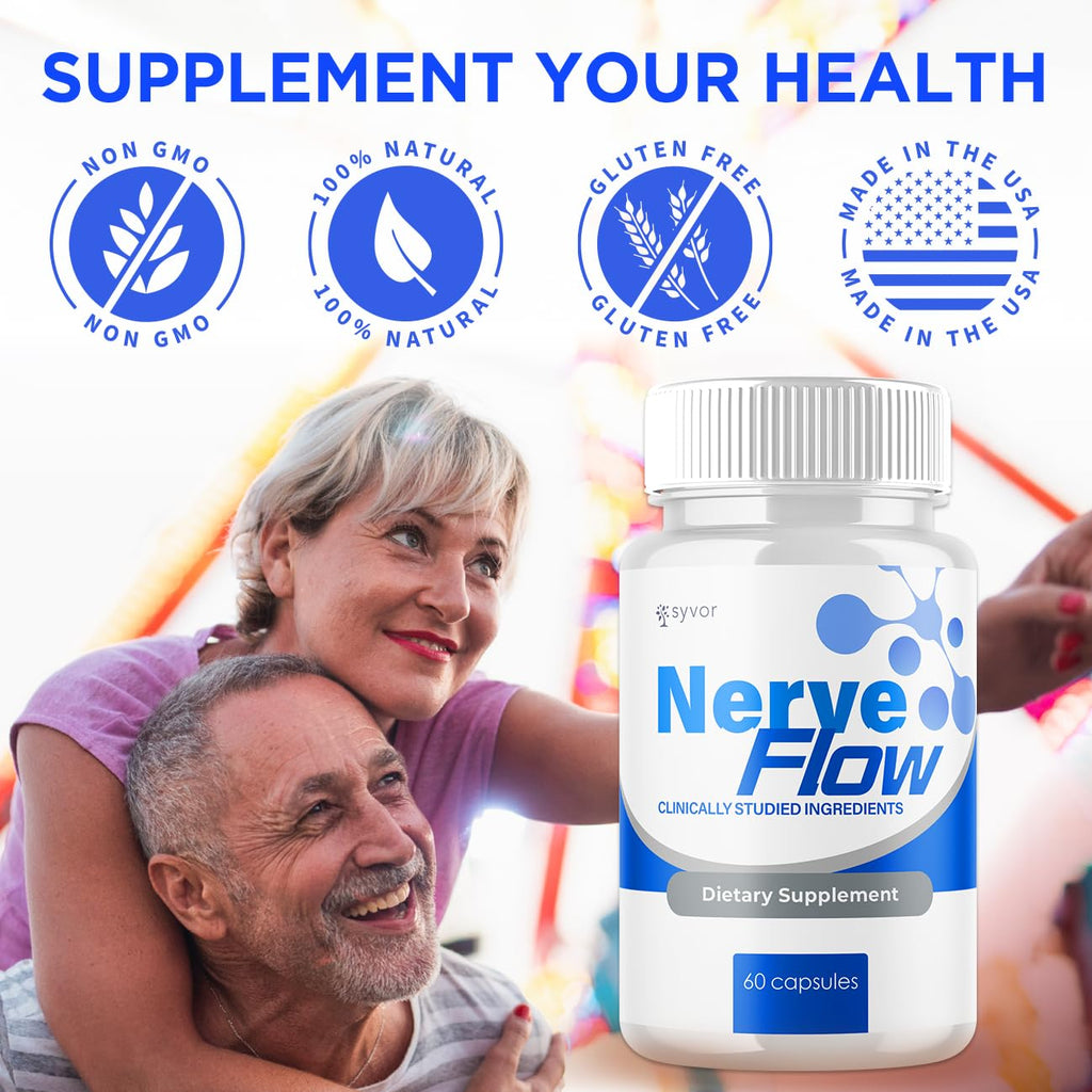 (3 Pack) Nerve Flow Capsules, Official Nerve Flow Pills Made with All Natural Ingredients, Maximum Strength NerveFlow Sciatic Support Supplement with Advanced Vitamins for Women & Men (180 Capsules) - TrustMedUSA