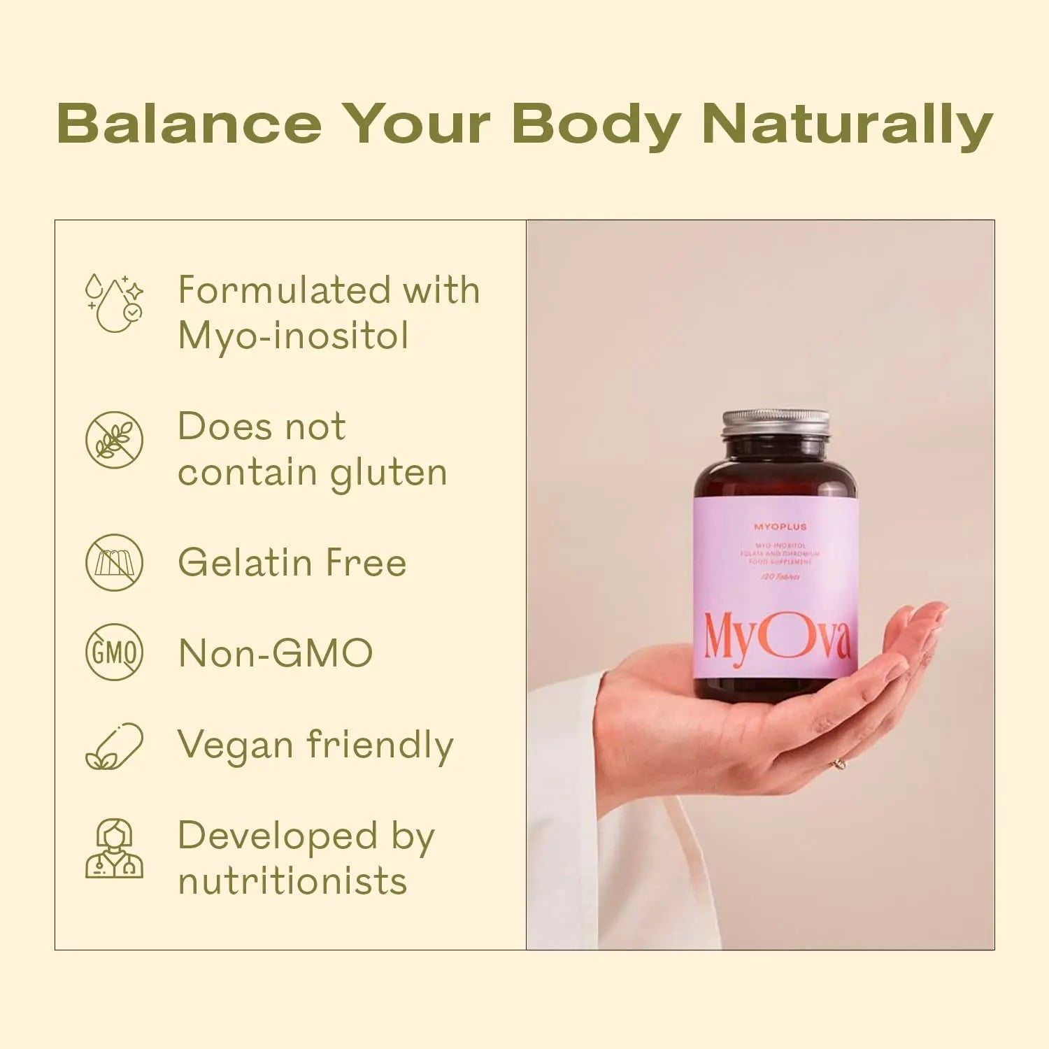 3 Pack of MyOva Myoplus - Natural Female Support Supplement for PCOS - 4000mg Myo - TrustMedUSA