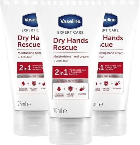 3 X Vaseline Expert Care Dry Hands Rescue Moisturises Protects against Bacteria - Maple Wellness Supplements