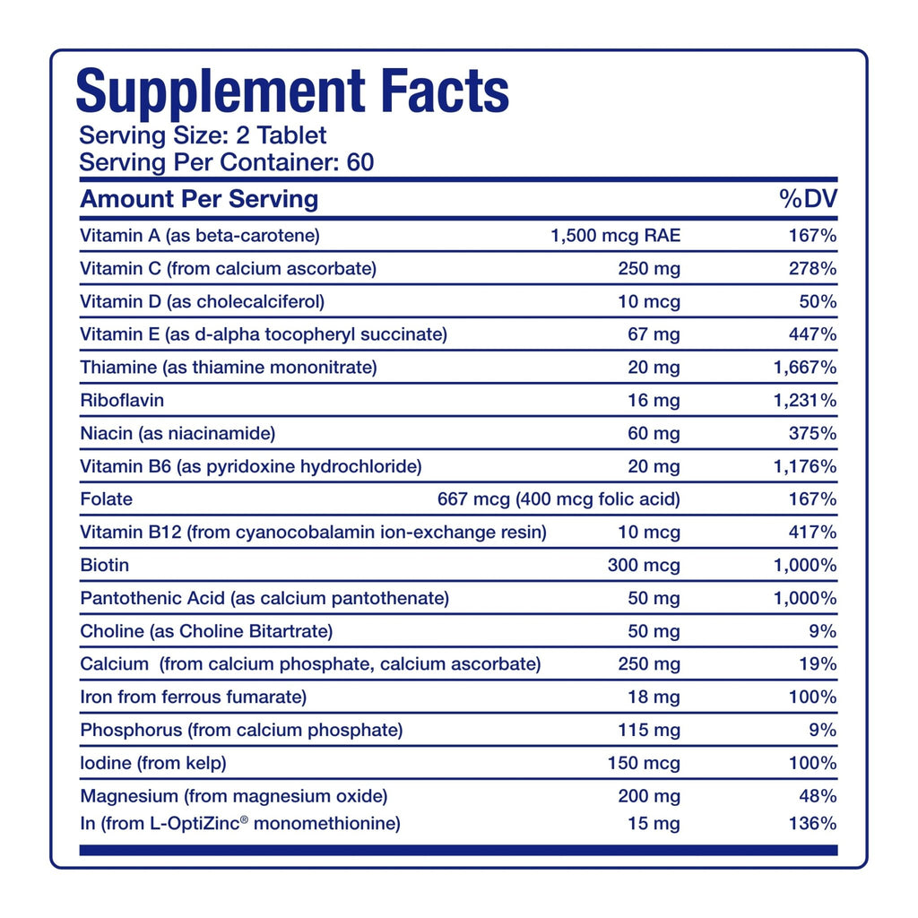 30-In-1 Adult Multivitamin with Iron - Antioxidant Rich Over 50 Multivitamin for Women and Men with Vitamins A C D E B Complex Zinc Magnesium Myo Inositol Citrus Bioflavonoids & More - 1 Month Supply - TrustMedUSA