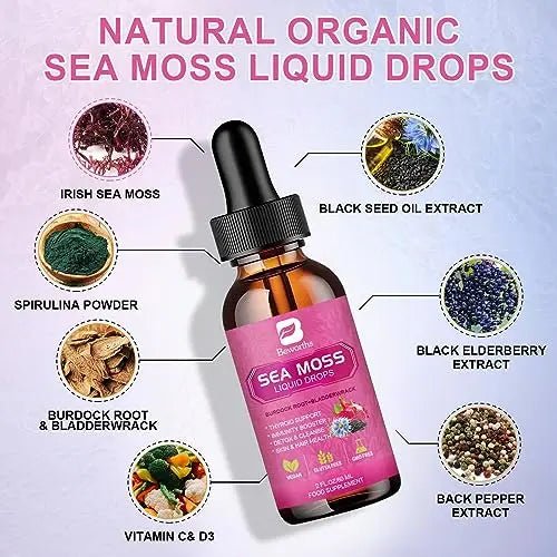 3000mg Sea Moss Liquid Drops - Black Seed Oil & Irish Sea Moss Gel - TrustMedUSA