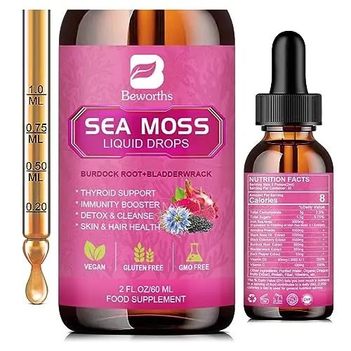 3000mg Sea Moss Liquid Drops - Black Seed Oil & Irish Sea Moss Gel - TrustMedUSA