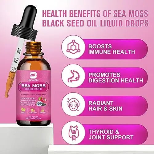 3000mg Sea Moss Liquid Drops - Black Seed Oil & Irish Sea Moss Gel - TrustMedUSA