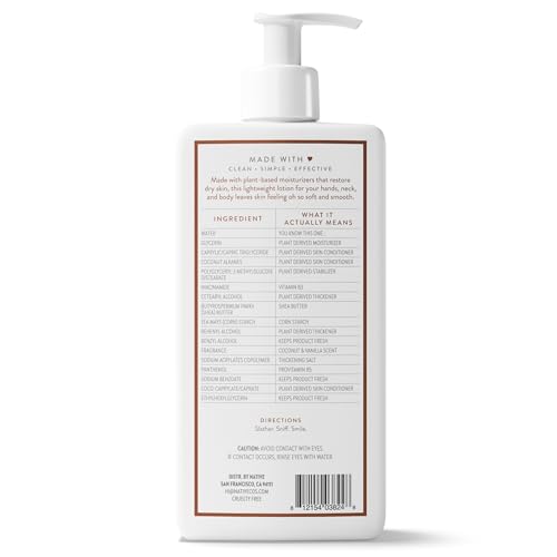 Native Body Lotion Contains Naturally Derived Plant-Based Moisturizers for Women and Men | Restores Dry Skin