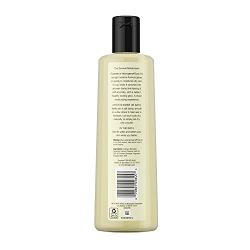 Neutrogena Body Oil Light Sesame Formula, 16 fl oz, Radiant Glow Moisturizer for Dry Skin